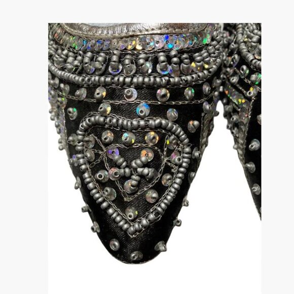 Naughty Monkey Flat Ballet-Style Sequin-Covered Shoes with Ties Size 8.5  EUC - Picture 5 of 11